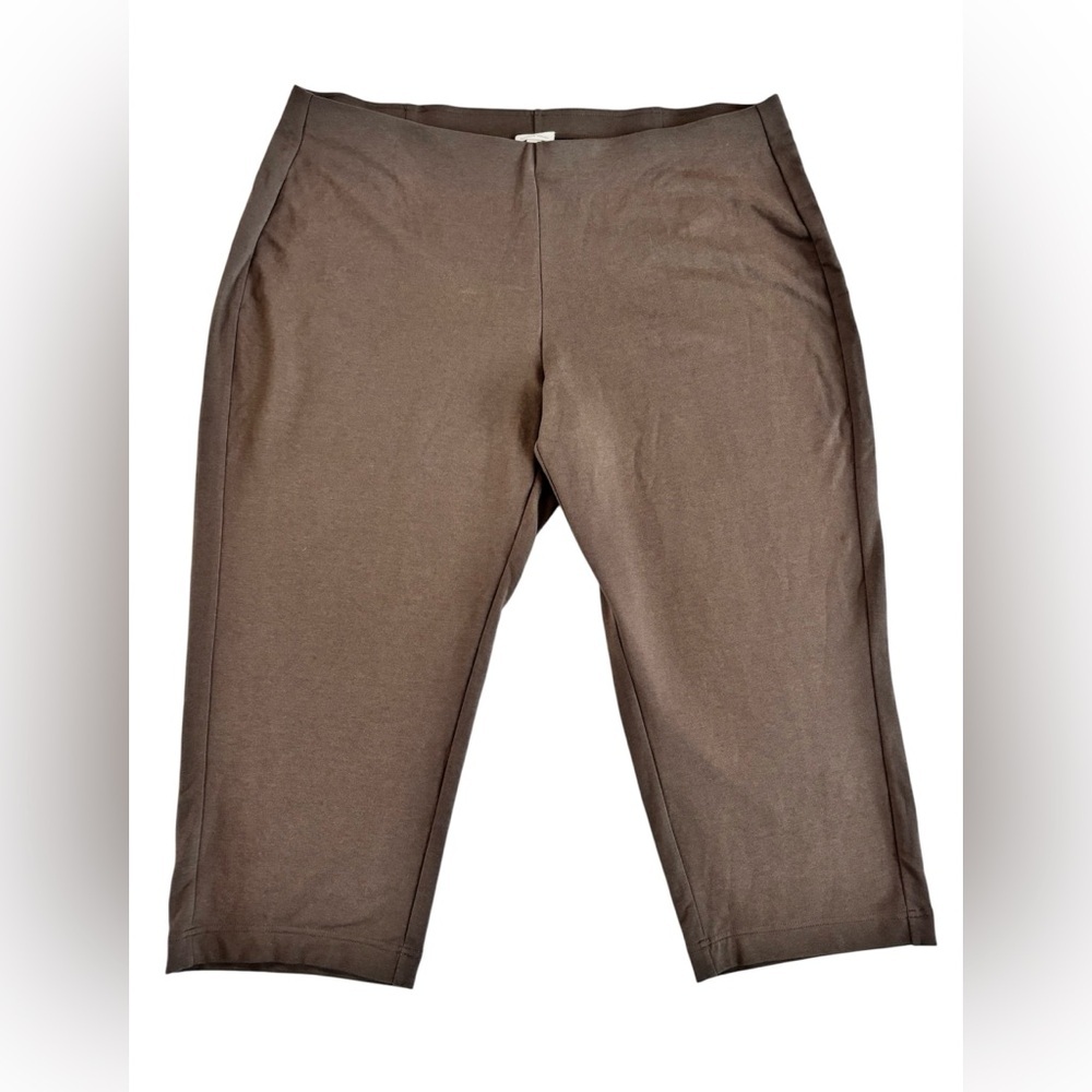 NWT Pure Jill Slim Leg Cropped Pants Brown High Rise Size 3X(US 24) Pull On - Picture 2 of 10